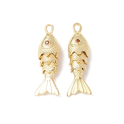 Оранжевый Латунные микро проложить кубического циркония подвески, рыбы прелести, без кадмия и без свинца, стойки покрытие, долговечный, с целью перехода в кольце, реальный 18 k позолоченный, оранжевые, 26x9x5.5 мм, отверстие : 2.5x1.5 мм