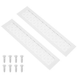 White Rectangle Aluminium Alloy Air Vent Grille Cover, with 4Pcs Screw, White, 350x80x14mm