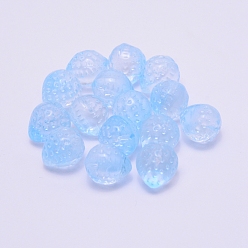 Светло-Голубой Бусины лэмпворк , половина отверстия, клубника, Небесно-голубой, 15x13 мм, отверстие : 1 мм, половина отверстия