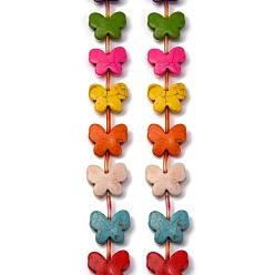 (52) Непрозрачная лаванда Синтетических нитей бирюзовые бусы, окрашенные, бабочка, разноцветные, 18x21x6 мм, отверстие : 1 мм, около 18 шт / нитка, 16.14 дюйм (41 см)