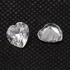 Clear Cubic Zirconia Pointed Back Cabochons, Grade A, Faceted, Heart, Clear, 5x5x3mm