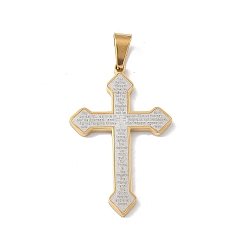 Золотой & Цвет Нержавеющей Стали 304 подвески из нержавеющей стали, молитвенный крест-талисман с символом спокойствия, вакуумные покрытия, долговечный, золотые и нержавеющая сталь цвет, 42x27x2.5 мм, отверстие : 7x4 мм