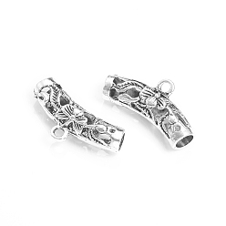 Antique Silver Alloy Tube Bails, Loop Bails, Hollow Tube, Antique Silver, 25x13x7mm, Hole: 2mm
