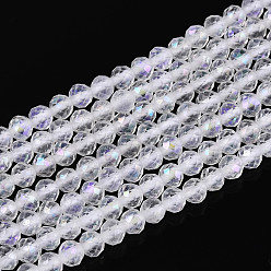 Хрусталь Нити из натуральных кварцевых бусин с цветным покрытием, горного хрусталя, граненый стол ограненный круглый, 2~3 мм, отверстие : 0.5~0.6 мм, около 162~228 шт / нитка, 15.35~15.75'' (39~40 см)