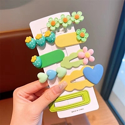 Светло-зеленый Цветочные пластиковые заколки для волос, аксессуары для волос для женщин и девочек, светло-зеленый, 40~65 мм, 8 шт / комплект