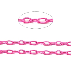 Deep Pink Handmade Nylon Cable Chains Loop, Oval, Deep Pink, 8~9x11~13x2mm, about 85cm/strand, 33.5 inch