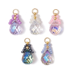 (52) Непрозрачная лаванда Стеклянные подвески из бисера, с 304 кольцами из нержавеющей стали, слеза, разноцветные, 15x8 мм, отверстие : 3 мм