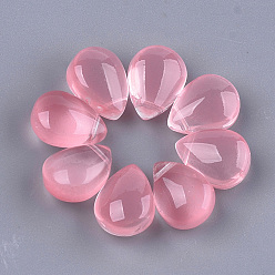 Flamingo Transparent Spray Painted Glass Charms, teardrop, Flamingo, 12x9x7mm, Hole: 1mm
