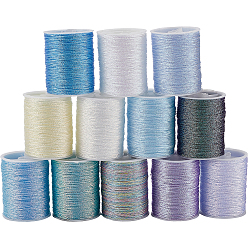 (52) Непрозрачная лаванда 12 рулоны 12 цвета полиэфирные швейные нитки, 6-многослойный шнур из полиэстера для изготовления украшений, разноцветные, 0.5 мм, около 19.69 ярдов(18м)~21.87 ярдов(20м)/рулон, 1 рулон / цвет