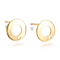 Золотой 201 Выводы серьги из нержавеющей стали шпилька, с 304 штифтов из нержавеющей стали, кольцо, золотые, 10.5x1 мм, отверстие : 1.4 мм, штифты : 0.8 мм