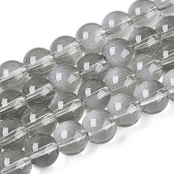 Темно-Серый Прозрачные стеклянные нити, имитирующие кошачий глаз, круглые, темно-серый, 9.5~10 мм, отверстие : 1~1.4 мм, около 85~89 шт / нитка, 29.72~31.5 дюйм (75.5~80 см)