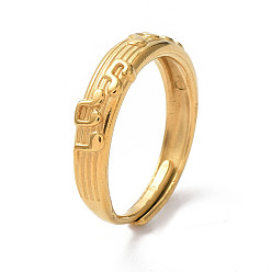 Golden Ion Plating(IP) Musical Note 304 Stainless Steel Adjustable Rings, Golden, Inner Diameter: 18mm