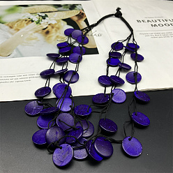 Полуночно-синий Ожерелья из натурального окрашенного кокоса с бусинами из искусственной кожи в несколько рядов для женщин, темно-синий, 24.41 дюйм (62 см)