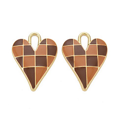 Верблюжий Стойки обшивки сплава эмали подвески, без кадмия, без никеля и без свинца, сердце, золотой свет, верблюжие, 34.5x25.5x4 мм, отверстие : 3.5 мм