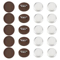Кокосово-Коричневый Наборы для самостоятельного изготовления круглых брошей из дерева и алюминия, кокосового коричневый, лоток : 30 мм, 35x5 мм