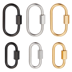 (52) Непрозрачная лаванда 6 шт. 6 стили 304 подвески-замки с винтовым карабином из нержавеющей стали, для изготовления ожерелий, овальные, разноцветные, 21~26x11~13x2~4 мм, Винт: 7x4~4.5 мм, 1 шт / стиль