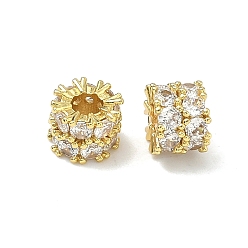 Золотой Латунные микропаве из прозрачного кубического циркония, колонка, долговечный, стойки покрытие, золотые, 8x6 мм, отверстие : 3 мм