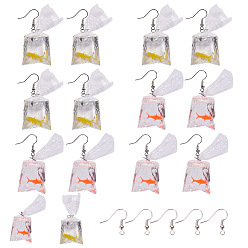 Mixed Color DIY Earring Making, with Resin Pendants, Brass Earring Hooks, Mixed Color, 24pcs/set
