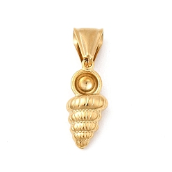 Real 20K Gold Plated 304 Настройки горный хрусталь из нержавеющей стали кулон, подвески в форме ракушек, ионное покрытие (ip), реальный 20 k позолоченный, пригодный для стразов 1 мм, 20x9x6 мм, отверстие : 9 мм