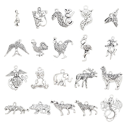 Antique Silver Tibetan Style Alloy Pendants, Mixed Shapes, Antique Silver, 80pcs/box