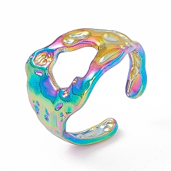 Rainbow Color Ионное покрытие (ip) 304 широкая полая открытая манжета из нержавеющей стали для женщин, Радуга цветов, внутренний диаметр: 17 мм