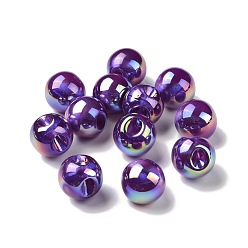 Dark Violet Opaque Acrylic Beads, AB Color Platedm Top Drilled Beads, Round, Dark Violet, 20x20x19~19.5mm, Hole: 5mm
