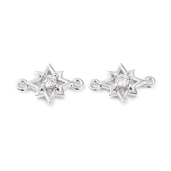 Платина Латунные микро проложить кубических ссылки циркония, долговечный, звезда, прозрачные, платина, 10.3x15x3 мм, отверстие : 1.2 мм