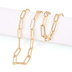 Настоящее золото 18K Латунные скрепки, изготовление колье из вытянутых удлиненных кабельных цепочек, с карабин-лобстерами , реальный 18 k позолоченный, 24.4 дюйм (62 см) в длину, ссылка: 14x5.5 mm, Перейти кольцо: 5x1 мм