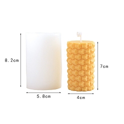 White Food Grade DIY Silicone Candle Molds, For Candle Making, Column with Flower, White, 5.8x8.2cm