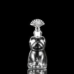 Медведь Многоразовые стеклянные пустые бутылки, с деревянной пробкой, прозрачные, медведь, 8.2x13.2 см