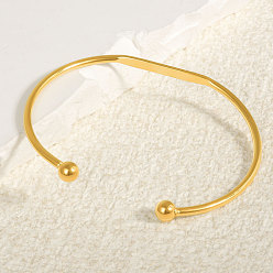 Настоящее золото 18K 304 из нержавеющей стали манжеты браслеты, браслеты с крутящим моментом для женщин, реальный 18 k позолоченный, внутренний диаметр: 2-1/2 дюйм (6.4 см)