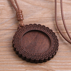 Кокосово-Коричневый Оправы для деревянных подвесок-кабошонов, плоско-круглые, кокосового коричневый, 25x25 мм