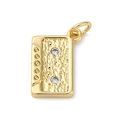 Настоящее золото 18K Латунные микро проложить кубического циркония подвески, прямоугольник амулеты, долговечный, без кадмия и без свинца, стойки покрытие, с целью перехода в кольце, реальный 18 k позолоченный, 16x11x2.5 мм, отверстие : 3.5 мм