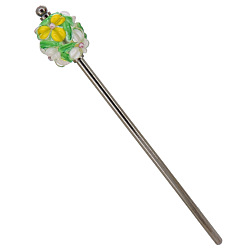 Lime green Haarstäbe aus Lampwork und Messing, Haarschmuck für Frauen und Mädchen, lime green, 155x25 mm