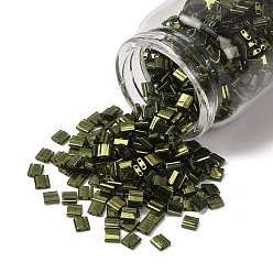 (TL306) Olive Gold Luster Миюки тила бусины, японский бисер, 2-луночное, (tl306) оливково-золотой блеск, 5x5x1.9 мм, отверстие : 0.8 мм, Около 5900 шт / 500 г