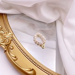 Letter G Перстни из натурального пресноводного жемчуга, с подвеской в виде буквы из сплава золотистого тона, Буква G, внутренний диаметр: 16 мм