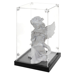 Clair Vitrines en acrylique pour figurines avec socle noir, pour les chiffres, rectangle, clair, 16.7x16.9x27.3 cm