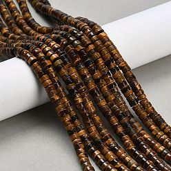 Тигровый глаз Природных тигровый глаз бисер нитей, класс А, диск, Heishi бусы, 4.5x2.5 мм, отверстие : 1 мм, около 153~154 шт / нитка, 15.08''~15.16'' (38.3~38.5 см)