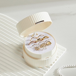Белый 2-ярусные круглые пластиковые кольца браслеты органайзеры коробки для хранения, белые, 9x5.6 см