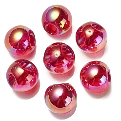 FireBrick Transparent UV Plating Rainbow Iridescent Acrylic Beads, Round, FireBrick, 18.5mm, Hole: 4mm