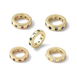 (52) Непрозрачная лаванда Латунные микро проложить Цирконий Европейский бисером, плоско-круглые, стойки покрытие, долговечный, без свинца и без кадмия, разноцветные, 8.5x2 мм, отверстие : 5.5 мм