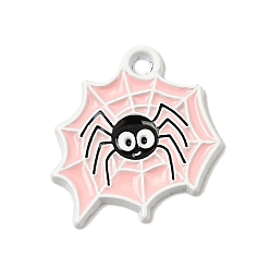 Spider Подвески из сплава хэллоуина с эмалью, платина, прелести паука, 17.5x16.5x1.5 мм, отверстие : 2 мм