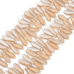 Персиковый Слойка Стеклянные бусины с гальваническим покрытием , гальваническое покрытие, слеза, розовые, 16x6x3.5 мм, отверстие : 0.8 мм, около 202 шт / нитка, 25.20 дюйм (64 см)