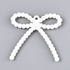 Белый Непрозрачной акриловые большие подвески, бантом, белые, 58~59x59~59.5x8.1 мм, отверстие : 3.1 мм