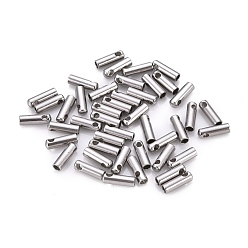 Нержавеющая Сталь Цвет Устойчивы к потускнению 201 наконечники шнура из нержавеющей стали, Торцевые крышки, колонка, цвет нержавеющей стали, 7x2 мм, отверстие : 1 мм, внутренний диаметр: 1.5 мм