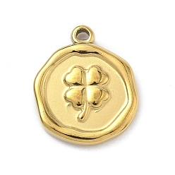 Клевер 304 подвески из нержавеющей стали, плоско-круглые, золотые, клевер, 16x13x2.5 мм, отверстие : 1.2 мм