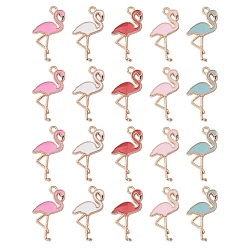 (52) Непрозрачная лаванда 20 шт 5 цвета сплава эмалевые подвески, золотой свет, форма фламинго, разноцветные, 25.5x15x2 мм, отверстие : 1.6 мм, 4 шт / цвет