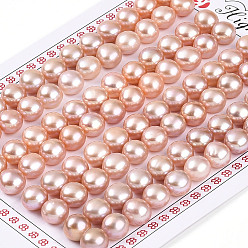 Сливовый Сорт 3бусины из натурального культивированного пресноводного жемчуга, половине просверлил, полукруглые бусины, слива, 7~7.5x5~5.5 мм, отверстие : 1 мм