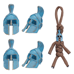 Синий 4шт. латунные бусины для шлема, для edc нож струнный кулон парашют струнный инструмент, синие, 21x11x12.5 мм, отверстие : 3.5 мм