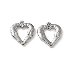 Нержавеющая Сталь Цвет 304 подвески из нержавеющей стали, сердце прелести, цвет нержавеющей стали, 13.5x12.5x1.5 мм, отверстие : 1.4 мм